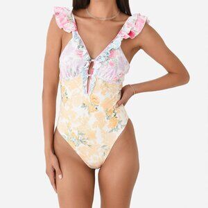 NWT - LoveShackFancy - Tibbie Floral One-Piece Swimsuit - Large